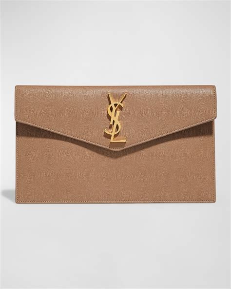 ysl taupe clutch|UPTOWN pouch in grain de poudre leather .